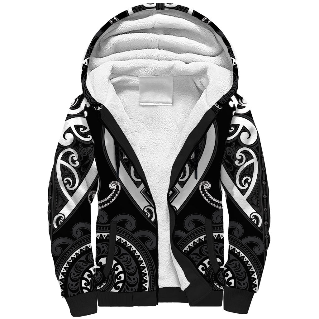 Custom Aotearoa Ngati Raukawa Sherpa Hoodie Maori Tribal Pattern LT05 Unisex Black - Polynesian Pride