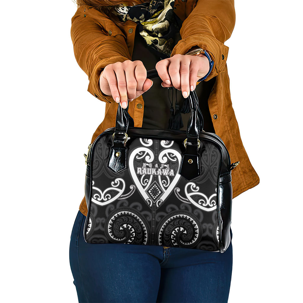 Aotearoa Ngati Raukawa Shoulder Handbag Maori Tribal Pattern LT05 One Size Black - Polynesian Pride