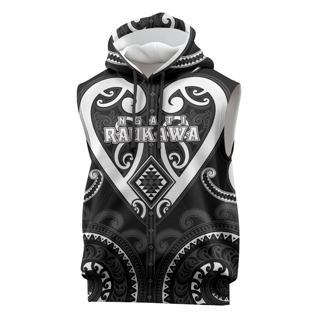 Custom Aotearoa Ngati Raukawa Sleeveless Hoodie Maori Tribal Pattern