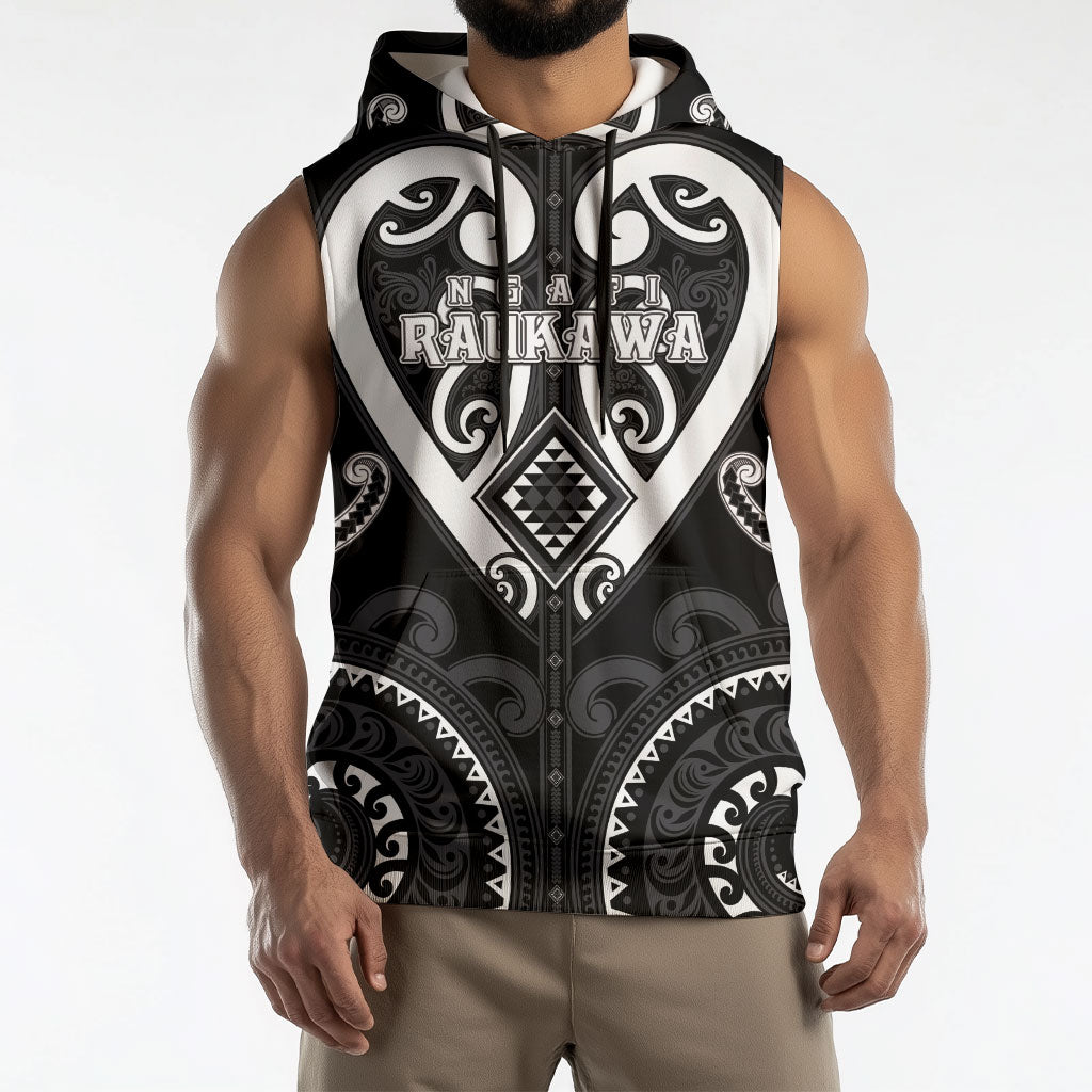 Custom Aotearoa Ngati Raukawa Sleeveless Hoodie Maori Tribal Pattern