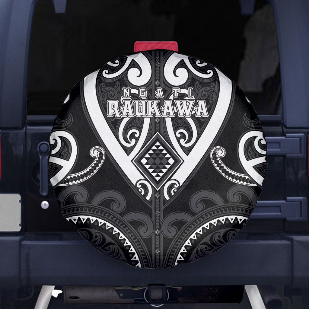 Aotearoa Ngati Raukawa Spare Tire Cover Maori Tribal Pattern LT05 No hole Black - Polynesian Pride