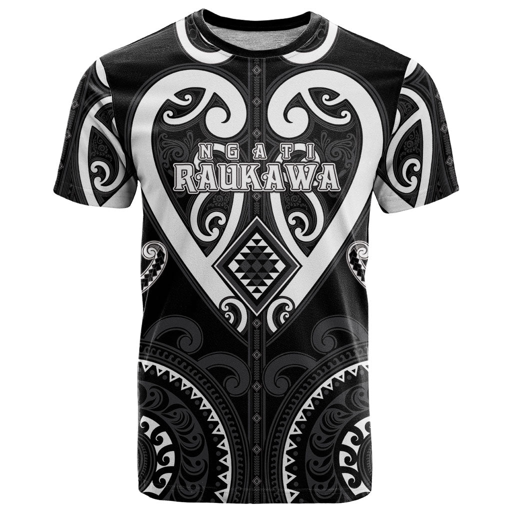 Custom Aotearoa Ngati Raukawa T Shirt Maori Tribal Pattern LT05 Black - Polynesian Pride