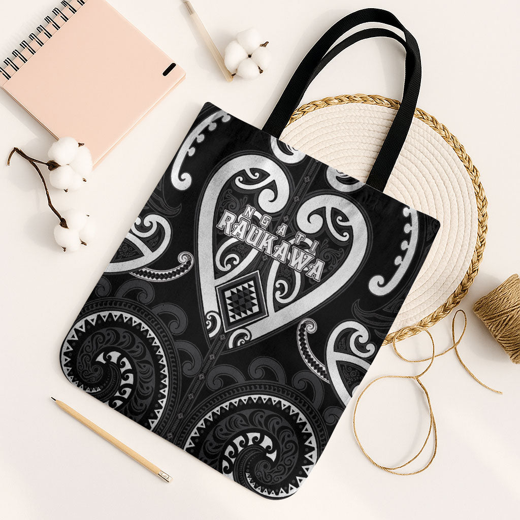 Aotearoa Ngati Raukawa Tote Bag Maori Tribal Pattern LT05 Black Strap One Size Black - Polynesian Pride