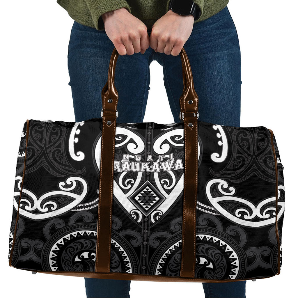 Aotearoa Ngati Raukawa Travel Bag Maori Tribal Pattern LT05 Black - Polynesian Pride