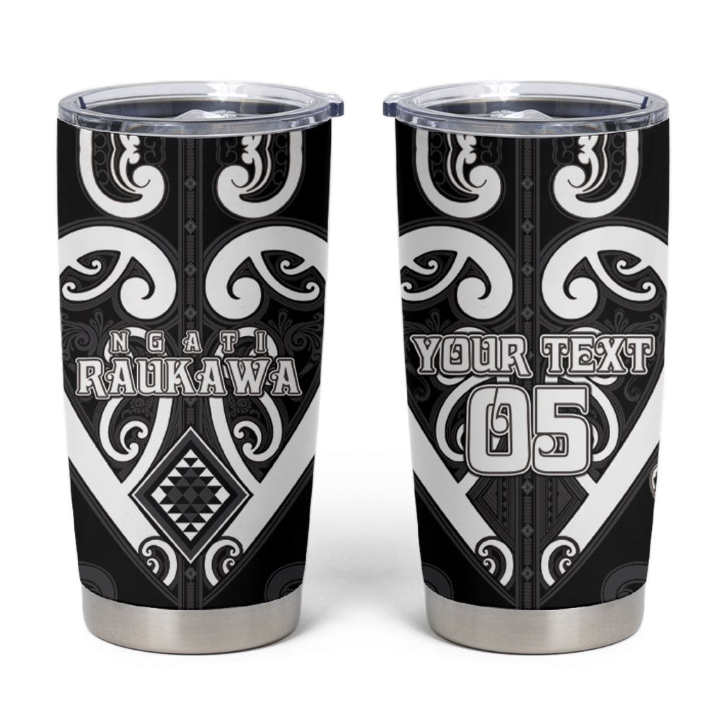 Custom Aotearoa Ngati Raukawa Tumbler Cup Maori Tribal Pattern LT05 Black - Polynesian Pride