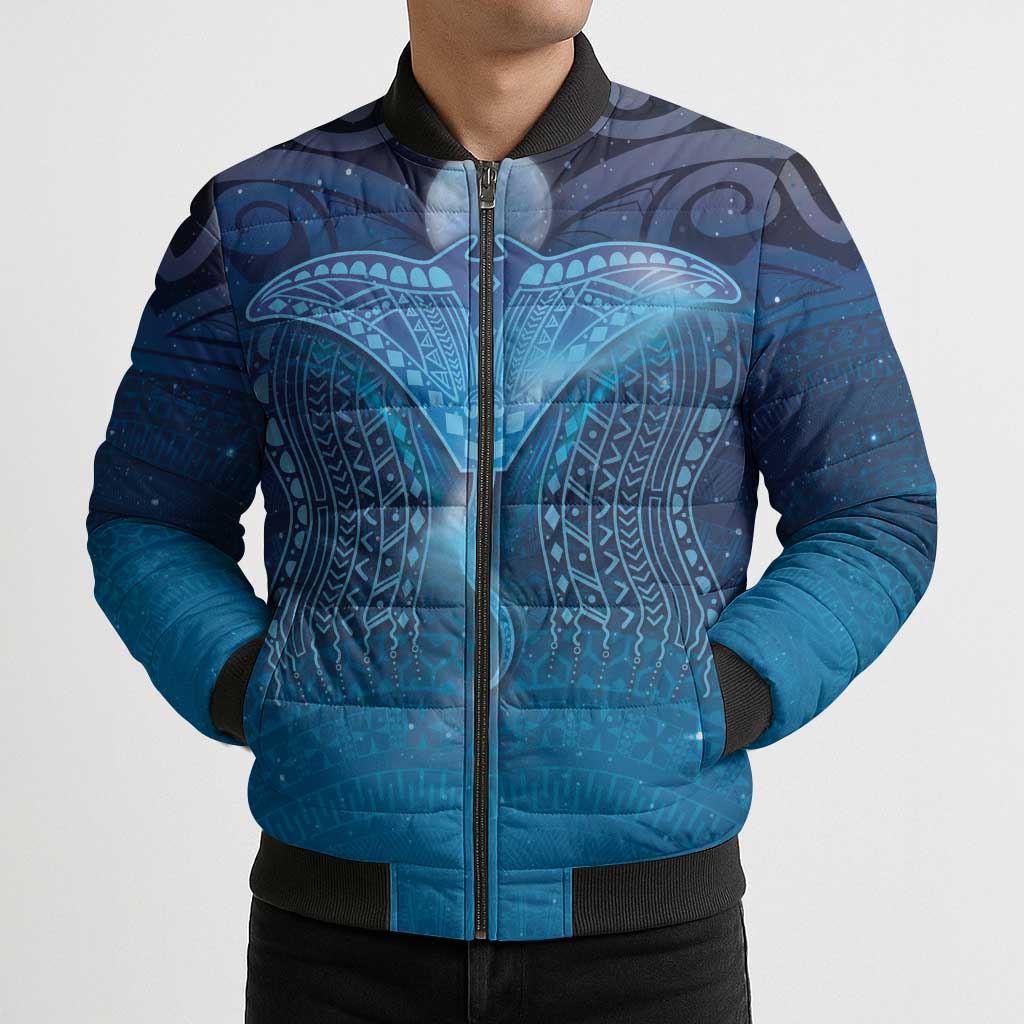Polynesia Manta Ray Bomber Puffer Jacket Let's The Sea Set You Free - Polynesian Pride