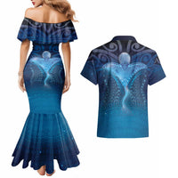 Polynesia Manta Ray Couples Matching Mermaid Dress and Hawaiian Shirt Let's The Sea Set You Free LT05 - Polynesian Pride
