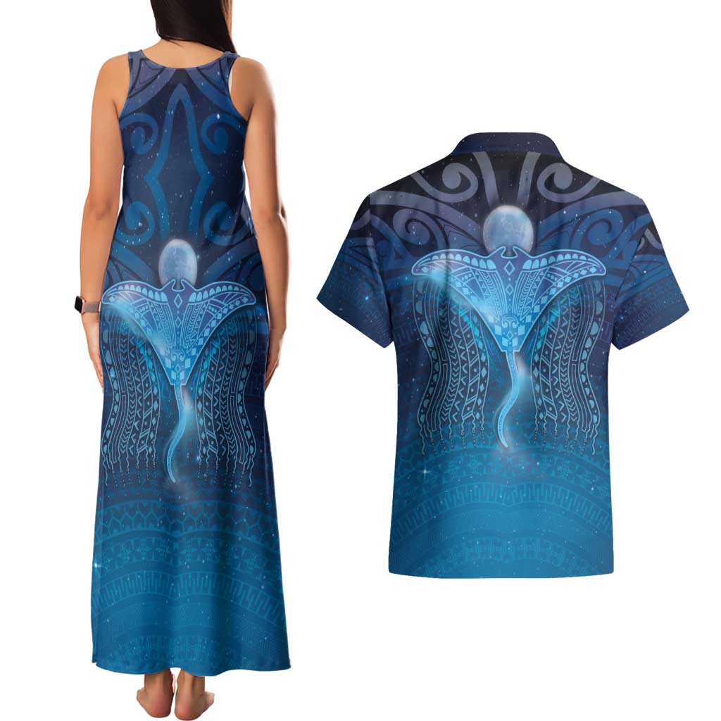 Polynesia Manta Ray Couples Matching Tank Maxi Dress and Hawaiian Shirt Let's The Sea Set You Free LT05 - Polynesian Pride