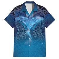 Polynesia Manta Ray Family Matching Off Shoulder Maxi Dress and Hawaiian Shirt Let's The Sea Set You Free LT05 Dad's Shirt - Short Sleeve Blue - Polynesian Pride