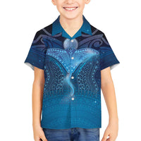 Polynesia Manta Ray Family Matching Off Shoulder Maxi Dress and Hawaiian Shirt Let's The Sea Set You Free LT05 Son's Shirt Blue - Polynesian Pride