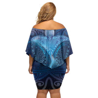Polynesia Manta Ray Family Matching Off Shoulder Short Dress and Hawaiian Shirt Let's The Sea Set You Free LT05 - Polynesian Pride