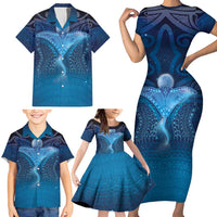 Polynesia Manta Ray Family Matching Short Sleeve Bodycon Dress and Hawaiian Shirt Let's The Sea Set You Free LT05 - Polynesian Pride