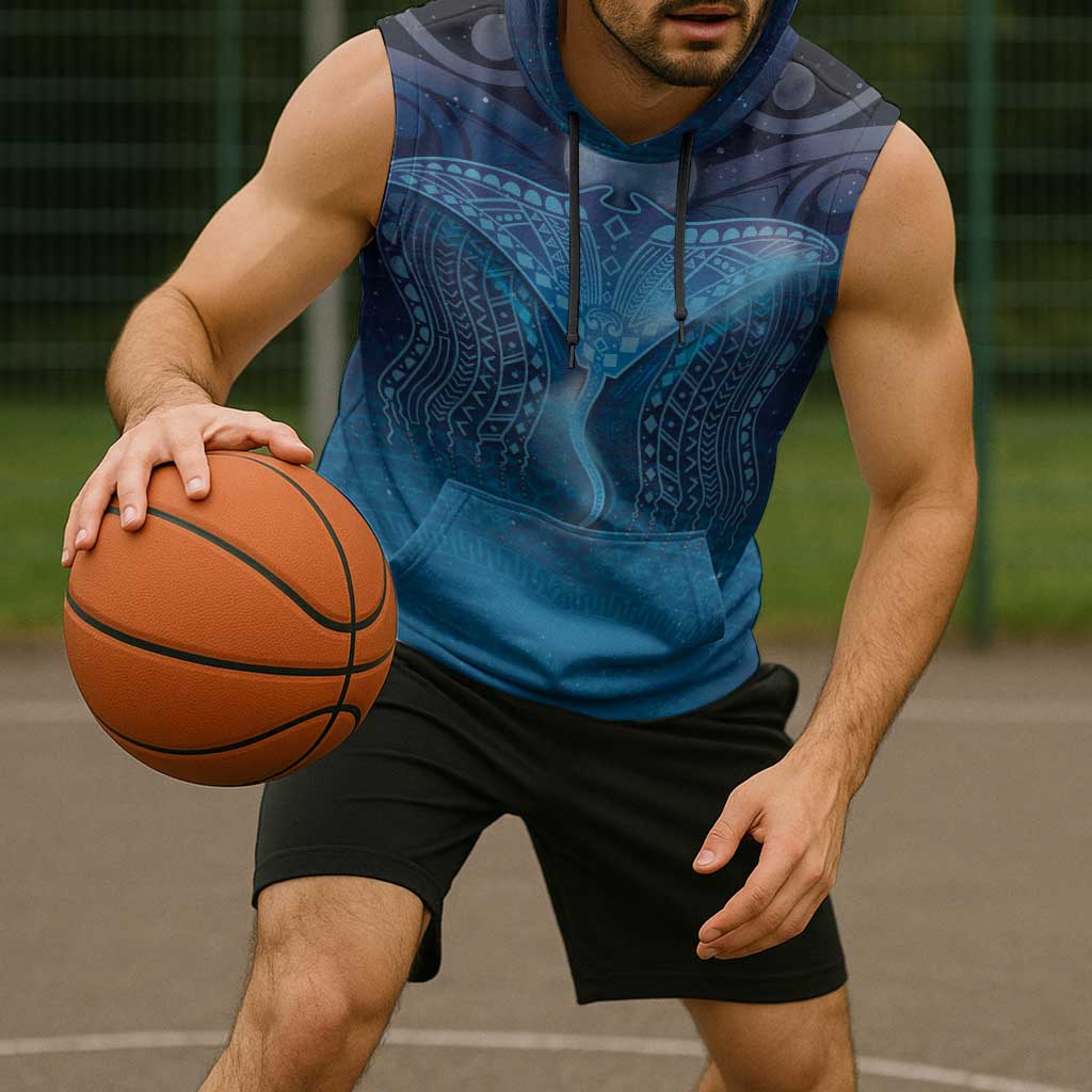 Polynesia Manta Ray Sleeveless Hoodie Let's The Sea Set You Free - Polynesian Pride