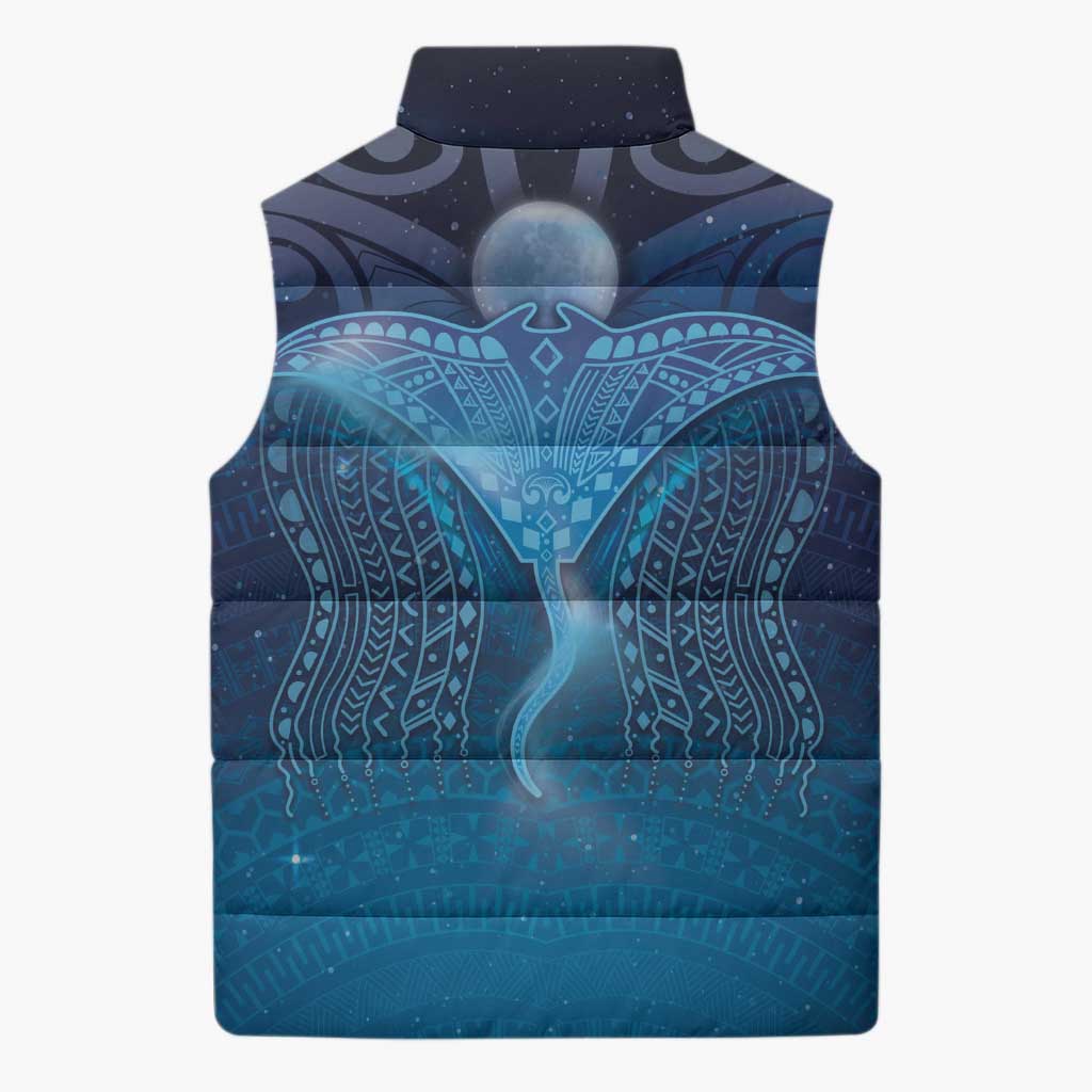 Polynesia Manta Ray Sleeveless Puffer Jacket Let's The Sea Set You Free - Polynesian Pride