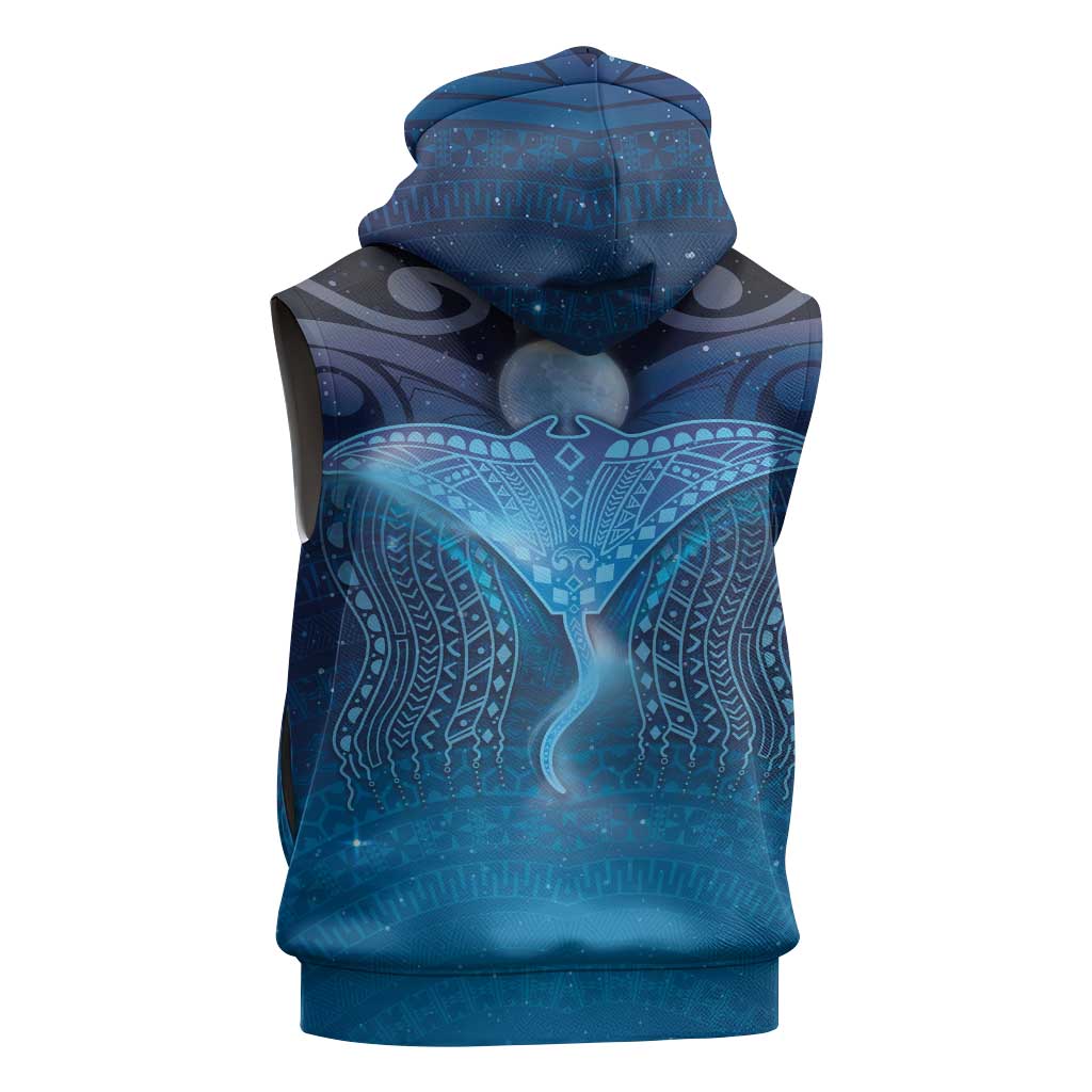 Polynesia Manta Ray Sleeveless Zip Hoodie Let's The Sea Set You Free LT05 - Polynesian Pride