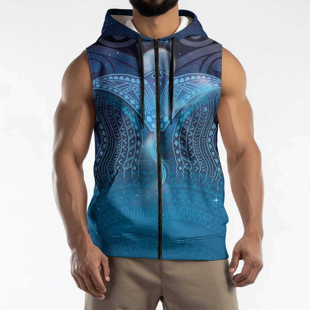 Polynesia Manta Ray Sleeveless Zip Hoodie Let's The Sea Set You Free LT05 - Polynesian Pride