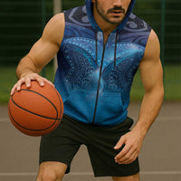 Polynesia Manta Ray Sleeveless Zip Hoodie Let's The Sea Set You Free LT05 - Polynesian Pride