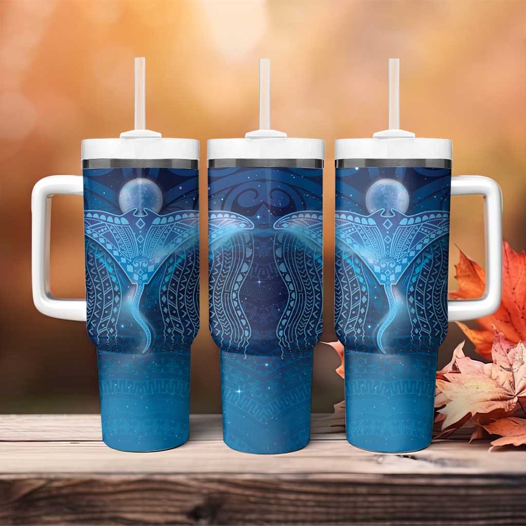 Polynesia Manta Ray Tumbler With Handle Let's The Sea Set You Free - Polynesian Pride