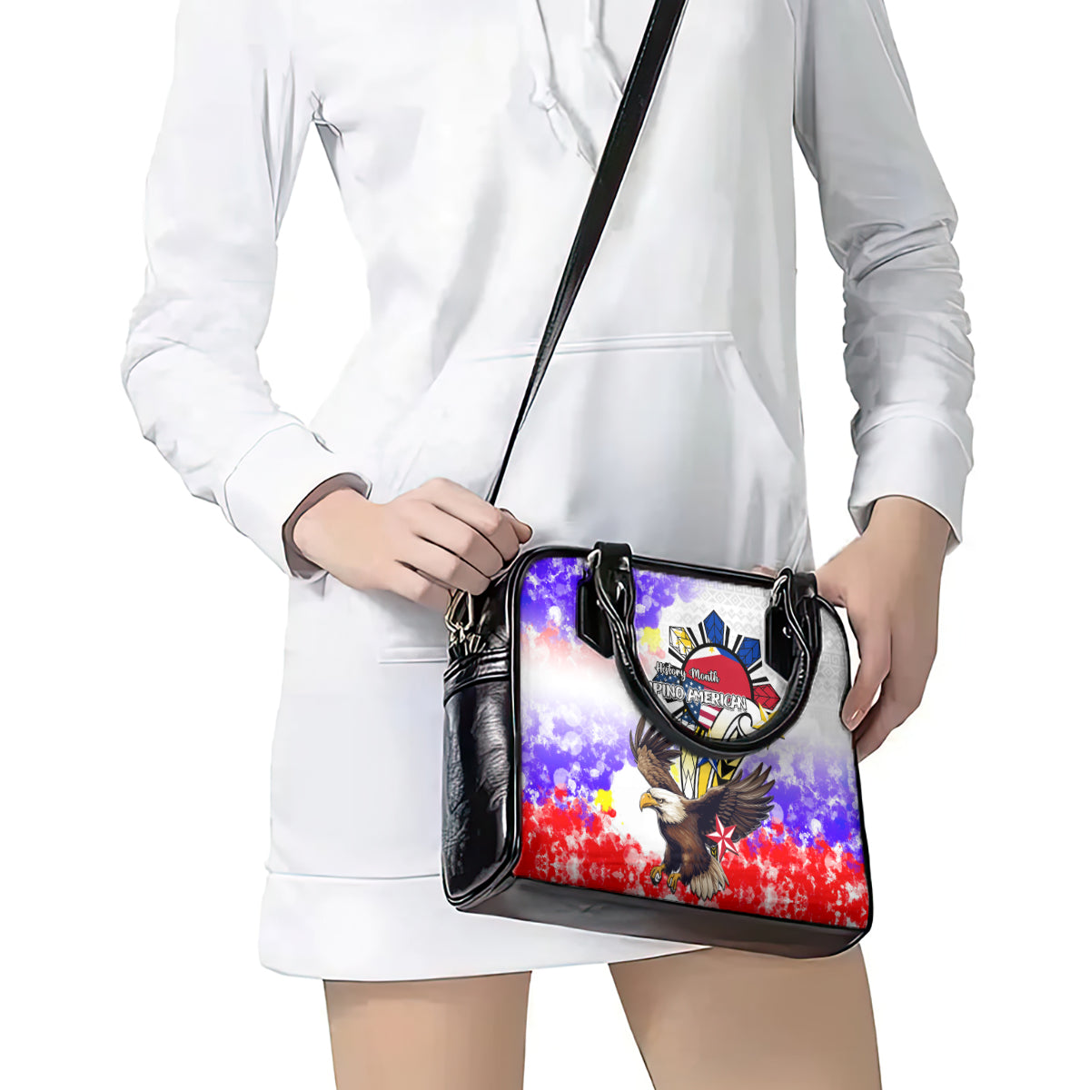 Filipino American History Month Shoulder Handbag The Eight-Rayed Sun Flags With Bald Eagle LT05 - Polynesian Pride