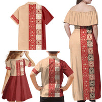 Papua New Guinea Family Matching Off Shoulder Maxi Dress and Hawaiian Shirt Oro Tapa Pattern LT05 - Polynesian Pride