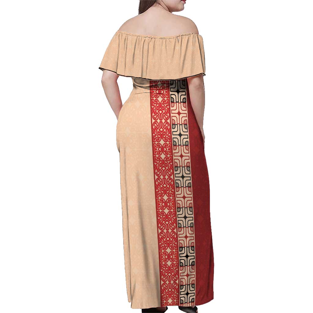 Papua New Guinea Family Matching Off Shoulder Maxi Dress and Hawaiian Shirt Oro Tapa Pattern LT05 - Polynesian Pride