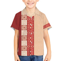 Papua New Guinea Family Matching Short Sleeve Bodycon Dress and Hawaiian Shirt Oro Tapa Pattern LT05 Son's Shirt Beige - Polynesian Pride