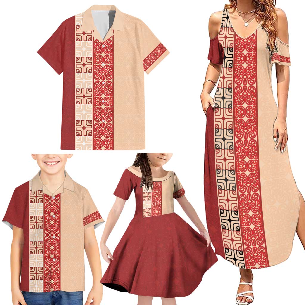 Papua New Guinea Family Matching Summer Maxi Dress and Hawaiian Shirt Oro Tapa Pattern LT05 - Polynesian Pride