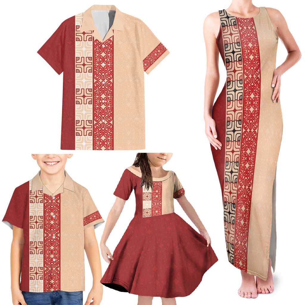 Papua New Guinea Family Matching Tank Maxi Dress and Hawaiian Shirt Oro Tapa Pattern LT05 - Polynesian Pride