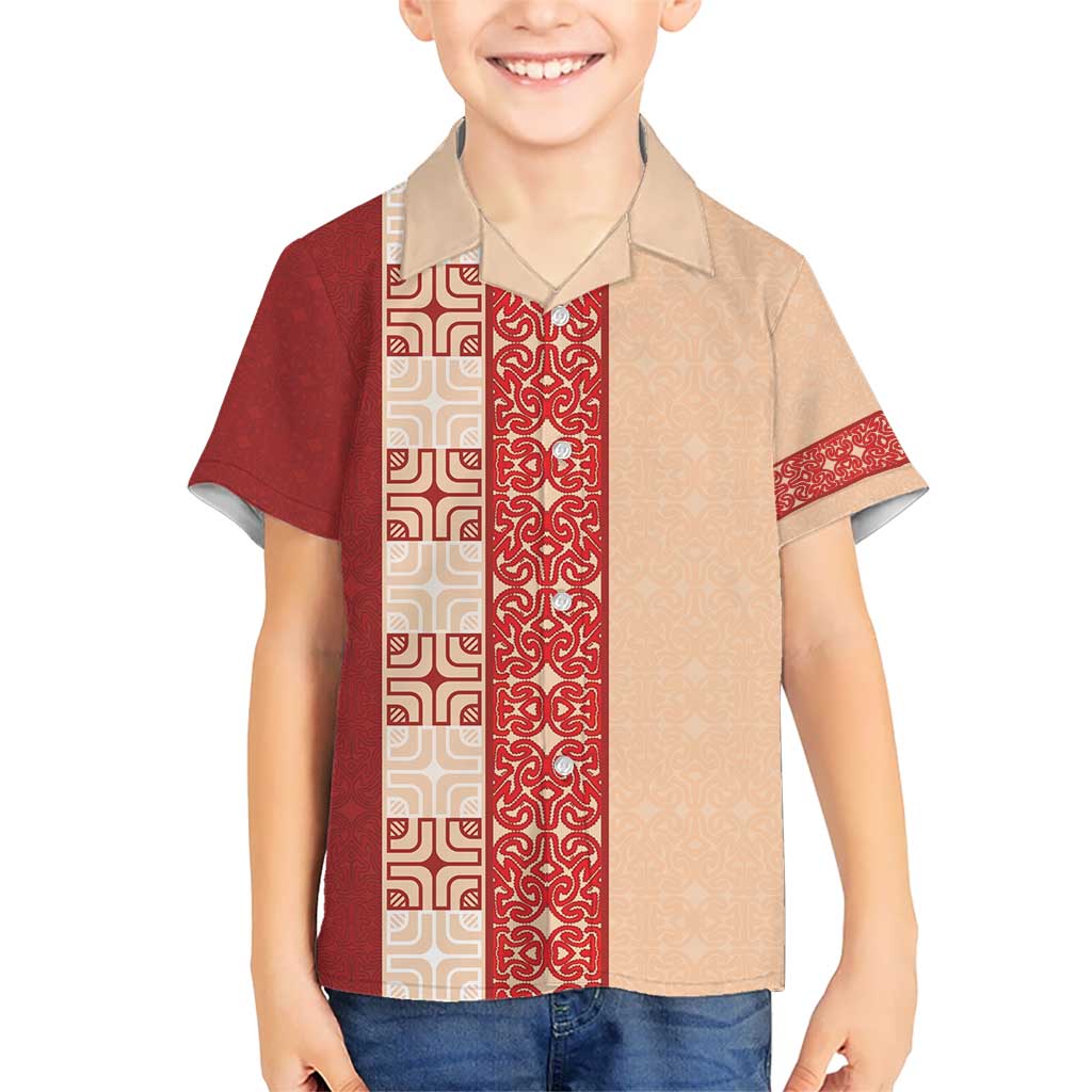 Papua New Guinea Kid Hawaiian Shirt Oro Tapa Pattern LT05 Kid Beige - Polynesian Pride