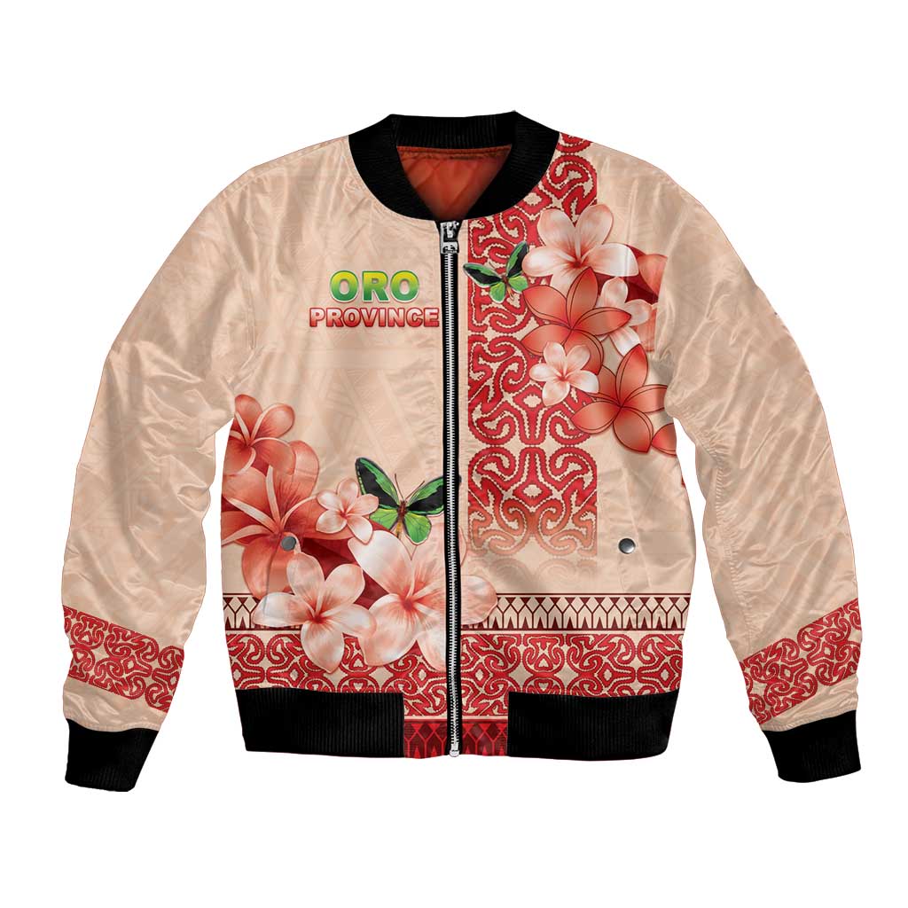 Papua New Guinea Oro Province Bomber Jacket Oro Birdwing Butterfly LT05 Unisex Beige - Polynesian Pride