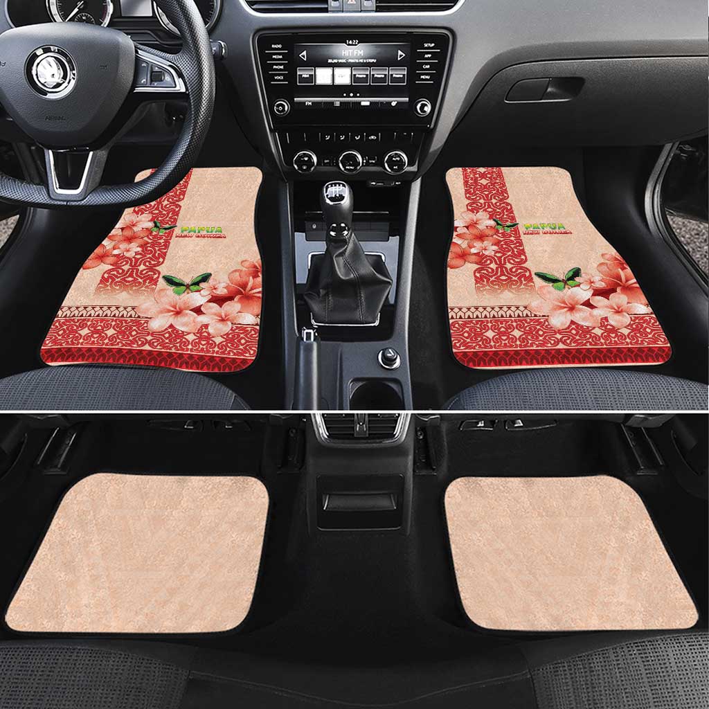 Papua New Guinea Oro Province Car Mats Oro Birdwing Butterfly LT05 Set 4pcs Beige - Polynesian Pride