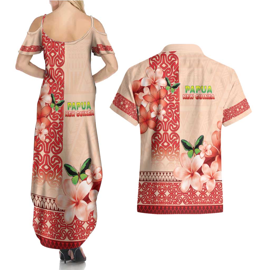 Papua New Guinea Oro Province Couples Matching Summer Maxi Dress and Hawaiian Shirt Oro Birdwing Butterfly LT05 - Polynesian Pride