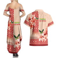Papua New Guinea Oro Province Couples Matching Summer Maxi Dress and Hawaiian Shirt Oro Birdwing Butterfly LT05 - Polynesian Pride