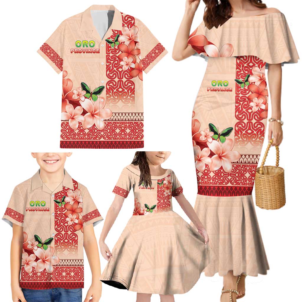 Papua New Guinea Oro Province Family Matching Mermaid Dress and Hawaiian Shirt Oro Birdwing Butterfly LT05 - Polynesian Pride