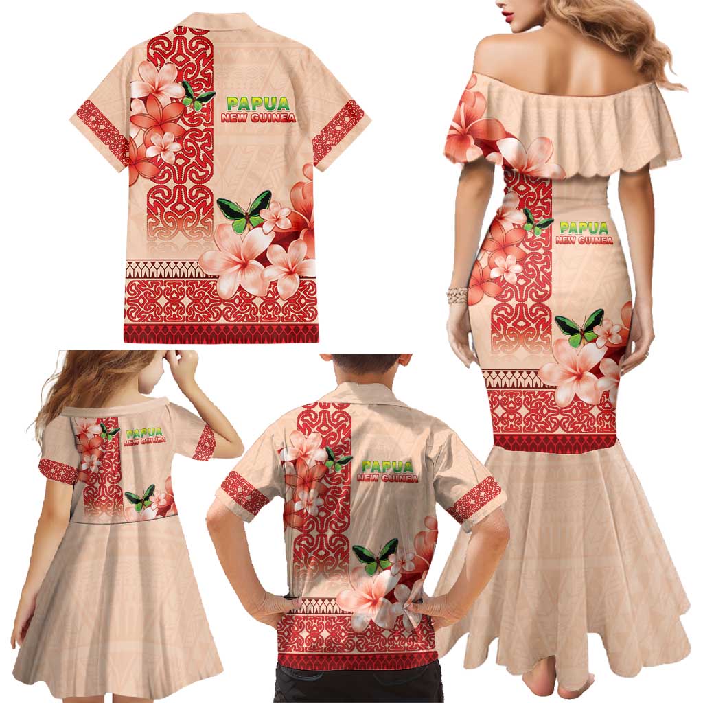 Papua New Guinea Oro Province Family Matching Mermaid Dress and Hawaiian Shirt Oro Birdwing Butterfly LT05 - Polynesian Pride