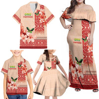 Papua New Guinea Oro Province Family Matching Off Shoulder Maxi Dress and Hawaiian Shirt Oro Birdwing Butterfly LT05 - Polynesian Pride
