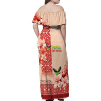 Papua New Guinea Oro Province Family Matching Off Shoulder Maxi Dress and Hawaiian Shirt Oro Birdwing Butterfly LT05 - Polynesian Pride