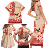 Papua New Guinea Oro Province Family Matching Short Sleeve Bodycon Dress and Hawaiian Shirt Oro Birdwing Butterfly LT05 - Polynesian Pride