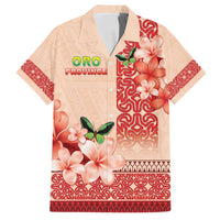 Papua New Guinea Oro Province Family Matching Summer Maxi Dress and Hawaiian Shirt Oro Birdwing Butterfly LT05 Dad's Shirt - Short Sleeve Beige - Polynesian Pride