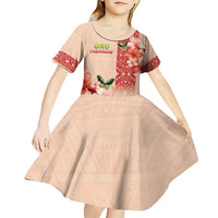 Papua New Guinea Oro Province Kid Short Sleeve Dress Oro Birdwing Butterfly LT05 - Polynesian Pride