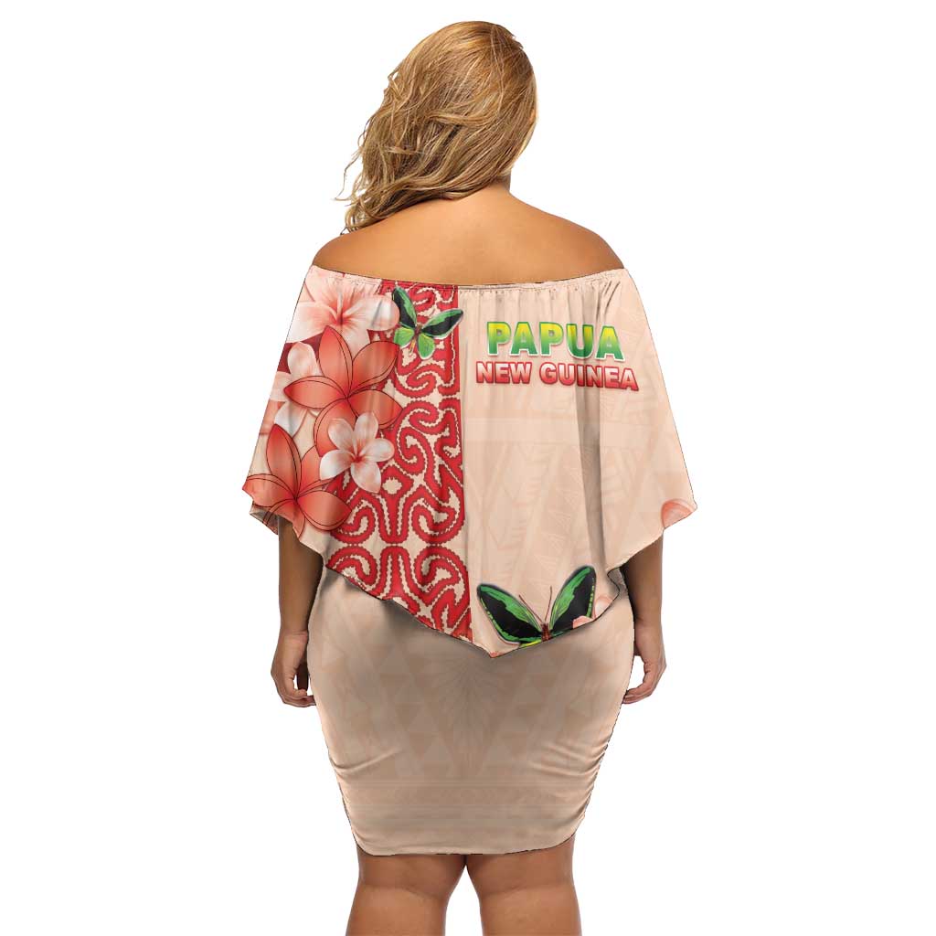 Papua New Guinea Oro Province Off Shoulder Short Dress Oro Birdwing Butterfly LT05 - Polynesian Pride