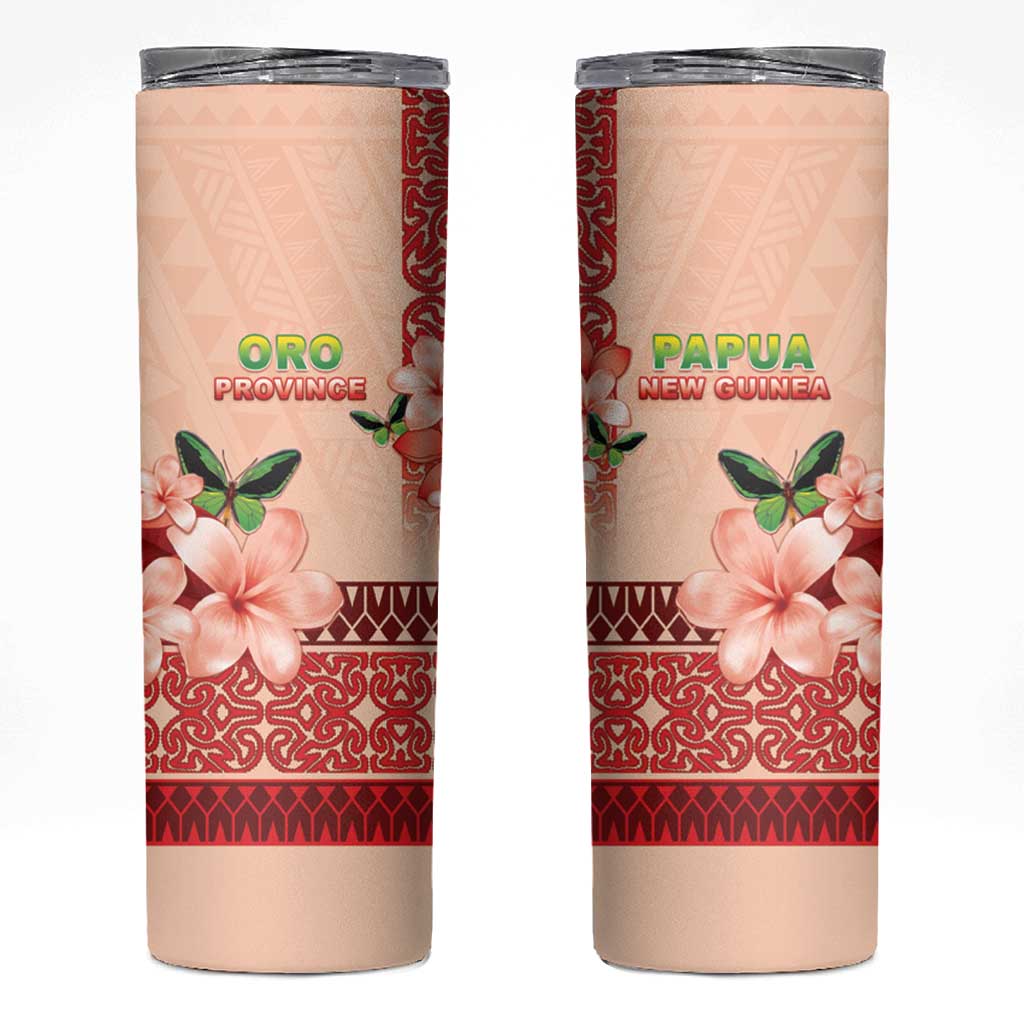 Papua New Guinea Oro Province Skinny Tumbler Oro Birdwing Butterfly LT05 Beige - Polynesian Pride