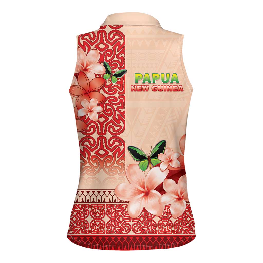 Papua New Guinea Oro Province Women Sleeveless Polo Shirt Oro Birdwing Butterfly LT05 - Polynesian Pride