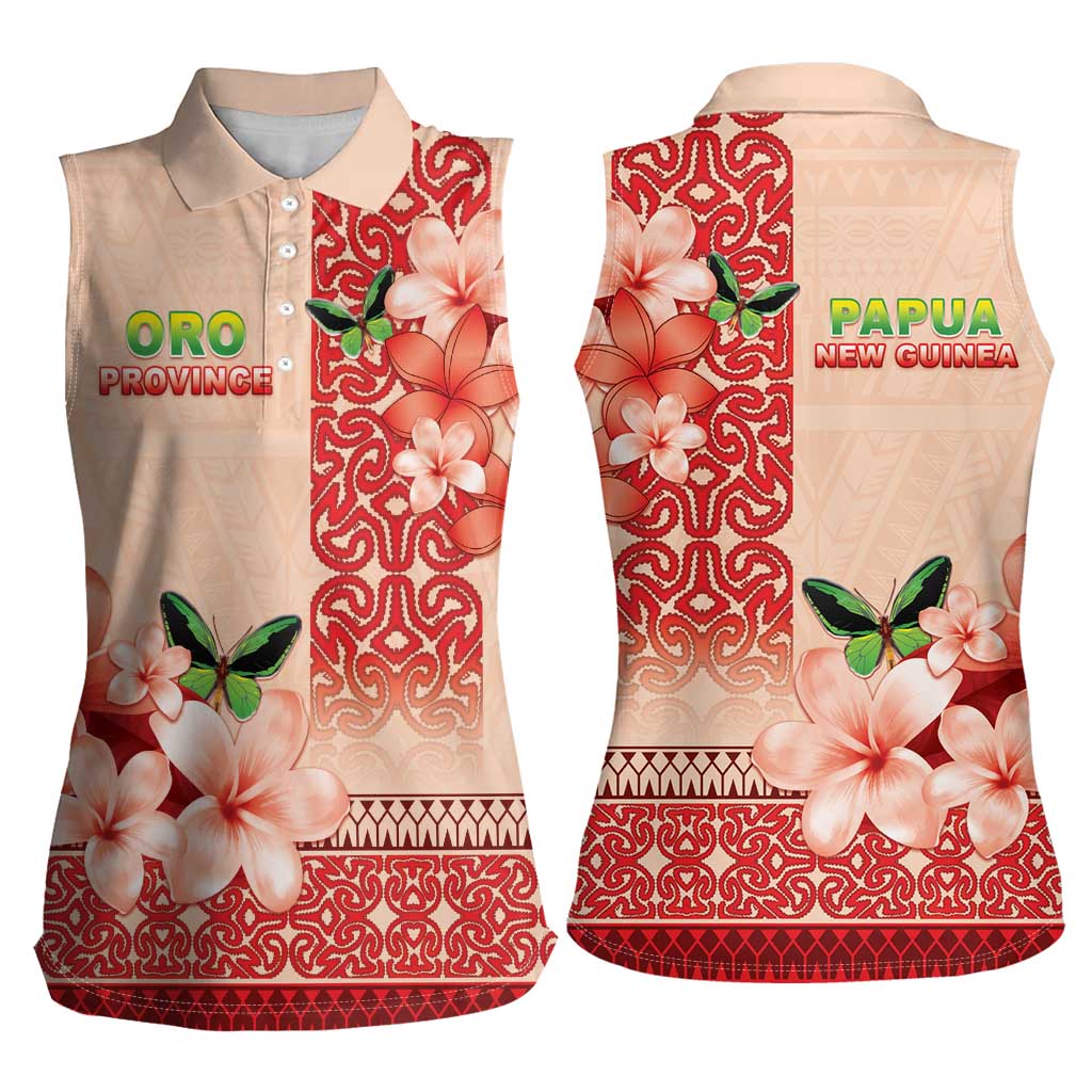 Papua New Guinea Oro Province Women Sleeveless Polo Shirt Oro Birdwing Butterfly LT05 - Polynesian Pride