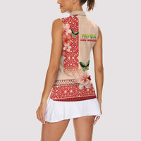 Papua New Guinea Oro Province Women Sleeveless Polo Shirt Oro Birdwing Butterfly LT05 - Polynesian Pride