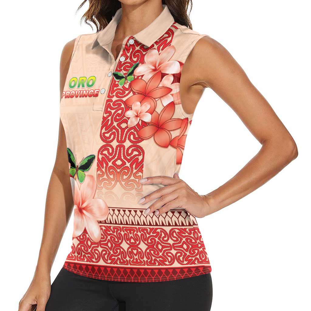 Papua New Guinea Oro Province Women Sleeveless Polo Shirt Oro Birdwing Butterfly LT05 - Polynesian Pride