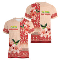 Papua New Guinea Oro Province Women V-Neck T-Shirt Oro Birdwing Butterfly LT05 - Polynesian Pride