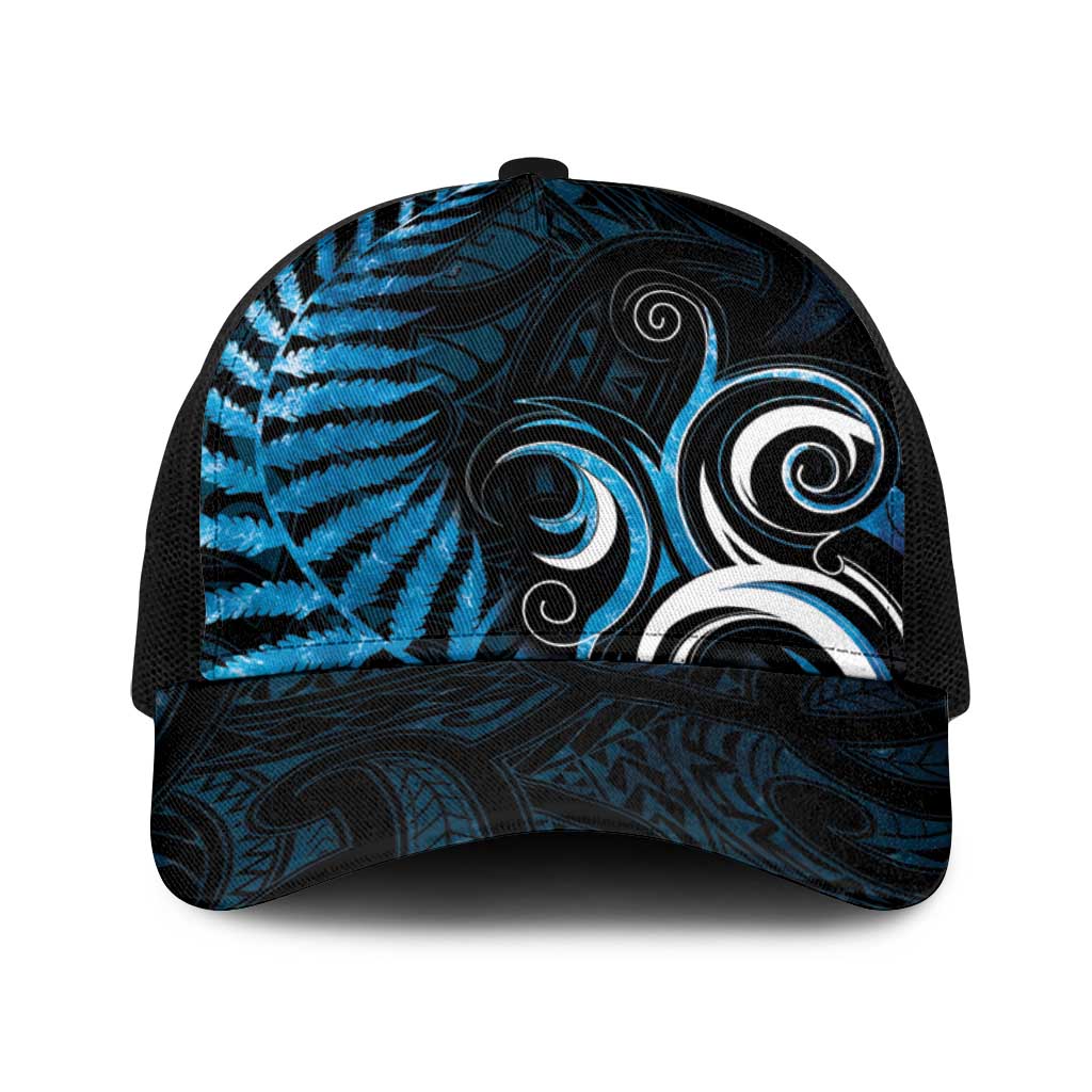 New Zealand Sea Week Baseball Net Cap Maori Wave Pattern Ocean Blue - Polynesian Pride