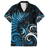 New Zealand Sea Week Family Matching Puletasi and Hawaiian Shirt Maori Wave Pattern Ocean Blue LT05 Dad's Shirt - Short Sleeve Blue - Polynesian Pride
