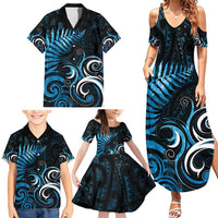 New Zealand Sea Week Family Matching Summer Maxi Dress and Hawaiian Shirt Maori Wave Pattern Ocean Blue LT05 - Polynesian Pride